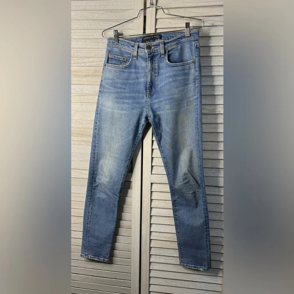 Veronica Beard Mid Rise Skinny Jeans 28 Light Wash Designer Stretch Denim Luxe